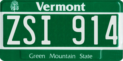 VT license plate ZSI914