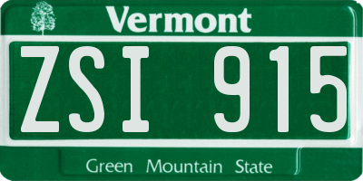 VT license plate ZSI915