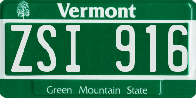 VT license plate ZSI916