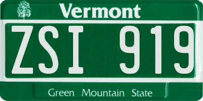 VT license plate ZSI919