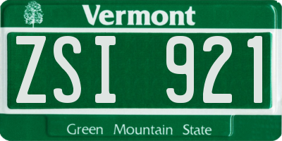 VT license plate ZSI921