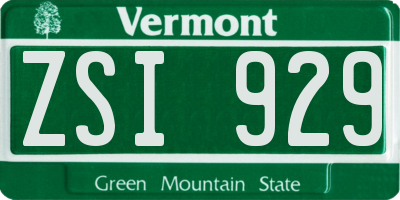 VT license plate ZSI929