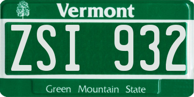 VT license plate ZSI932