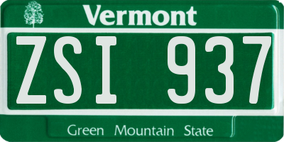 VT license plate ZSI937