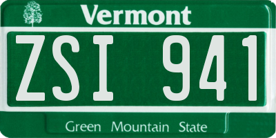 VT license plate ZSI941