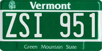 VT license plate ZSI951
