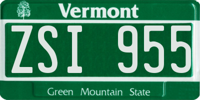 VT license plate ZSI955