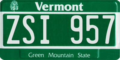VT license plate ZSI957