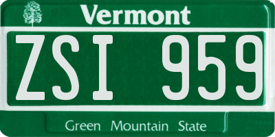 VT license plate ZSI959