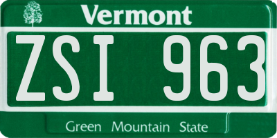VT license plate ZSI963