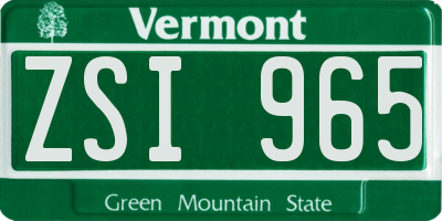 VT license plate ZSI965