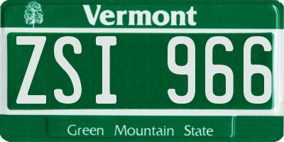 VT license plate ZSI966