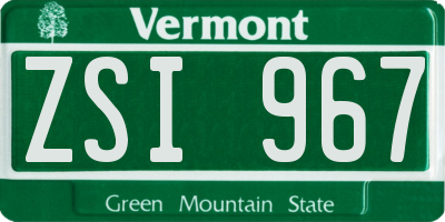 VT license plate ZSI967