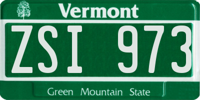 VT license plate ZSI973