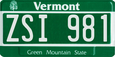 VT license plate ZSI981