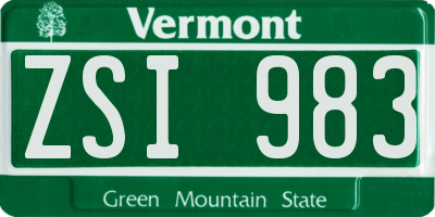 VT license plate ZSI983