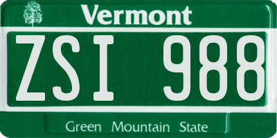 VT license plate ZSI988
