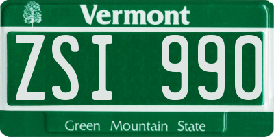 VT license plate ZSI990
