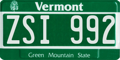VT license plate ZSI992