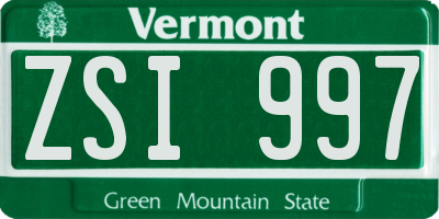 VT license plate ZSI997