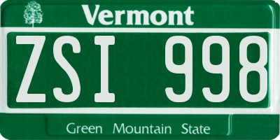 VT license plate ZSI998
