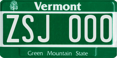 VT license plate ZSJ000