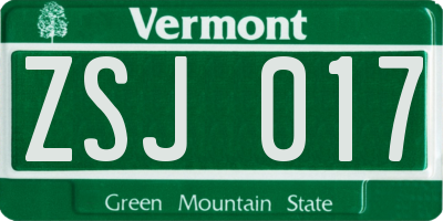 VT license plate ZSJ017