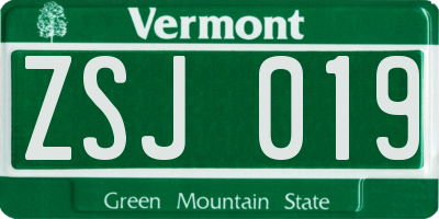 VT license plate ZSJ019