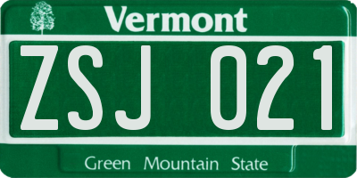 VT license plate ZSJ021