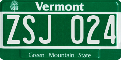 VT license plate ZSJ024