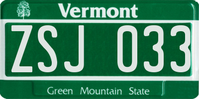 VT license plate ZSJ033