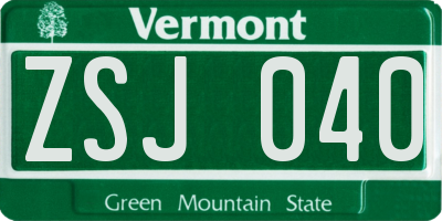 VT license plate ZSJ040