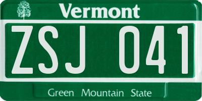 VT license plate ZSJ041