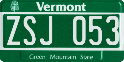 VT license plate ZSJ053