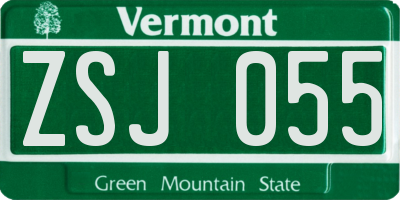 VT license plate ZSJ055