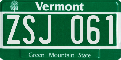 VT license plate ZSJ061