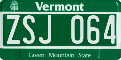 VT license plate ZSJ064