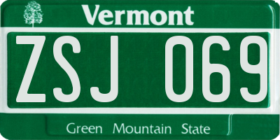 VT license plate ZSJ069
