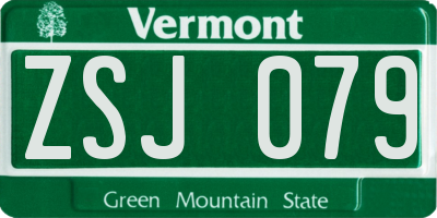 VT license plate ZSJ079