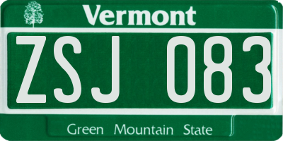 VT license plate ZSJ083
