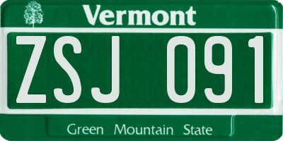 VT license plate ZSJ091