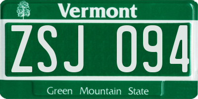 VT license plate ZSJ094