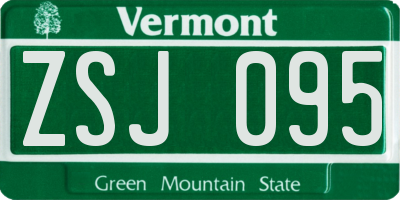 VT license plate ZSJ095