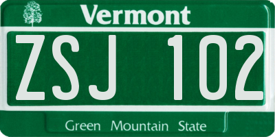 VT license plate ZSJ102