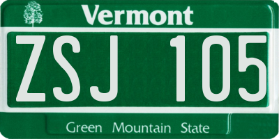 VT license plate ZSJ105