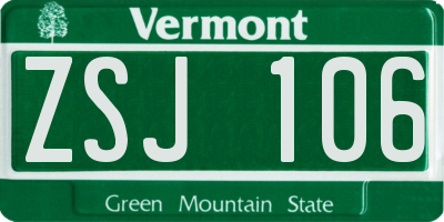 VT license plate ZSJ106