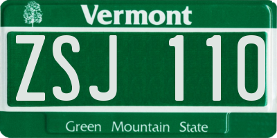 VT license plate ZSJ110