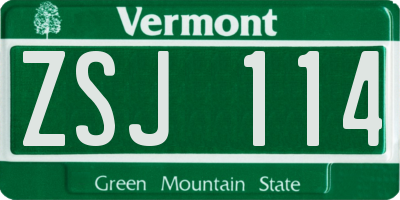 VT license plate ZSJ114