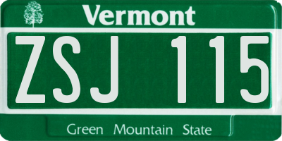 VT license plate ZSJ115