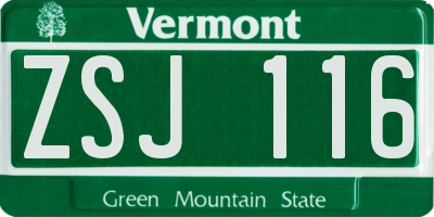 VT license plate ZSJ116